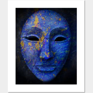 Blue Tribal Mask Posters and Art